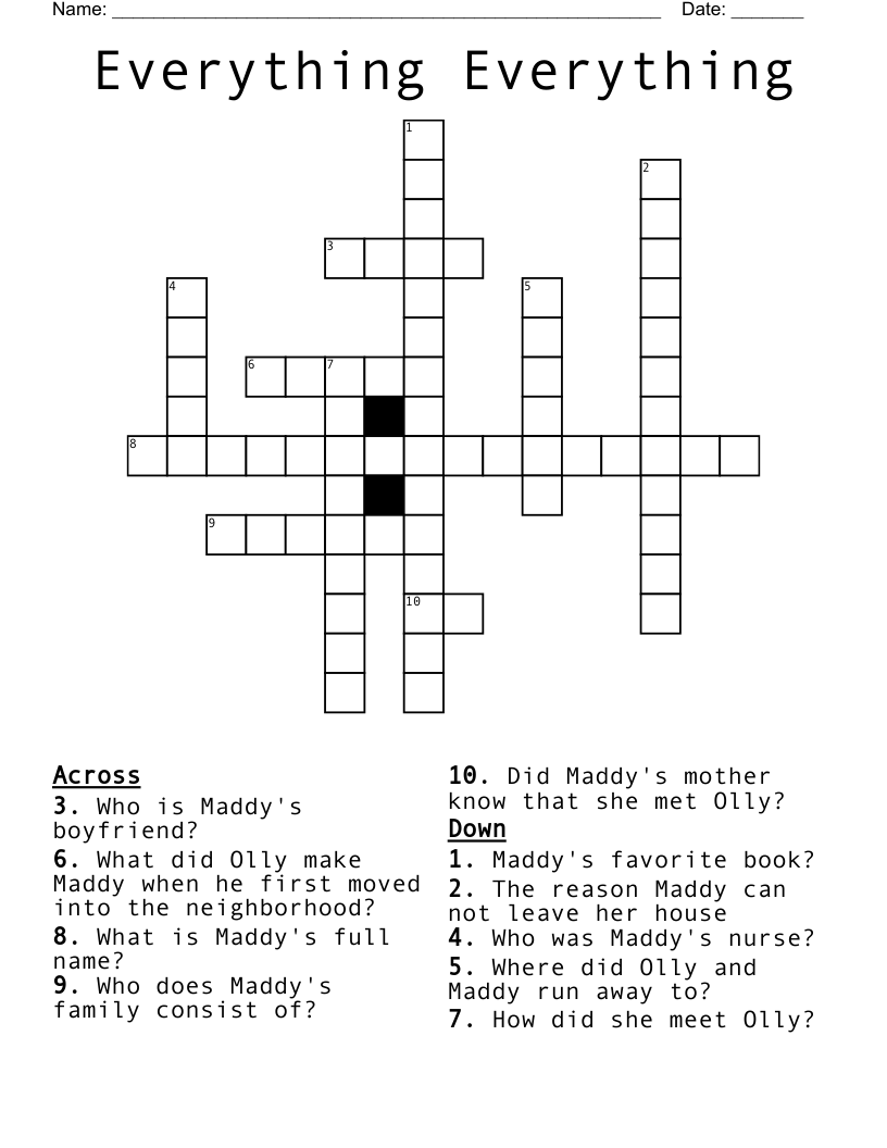 Everything Everything Crossword