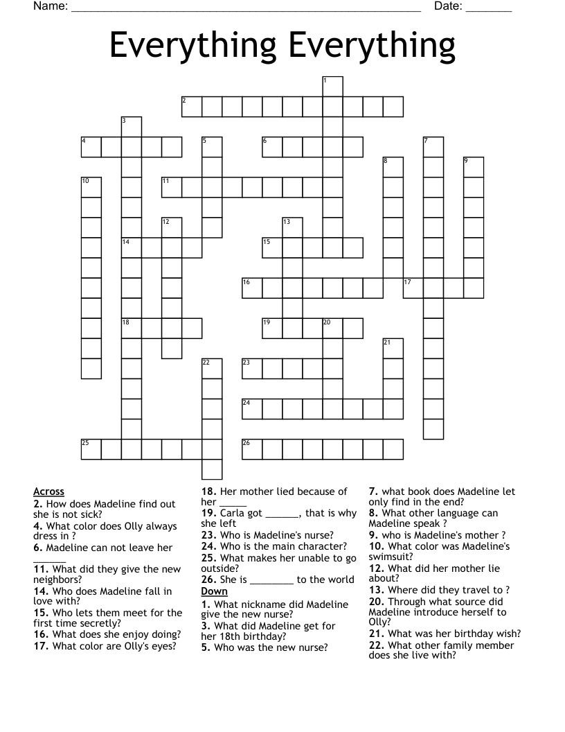 Everything Everything Crossword