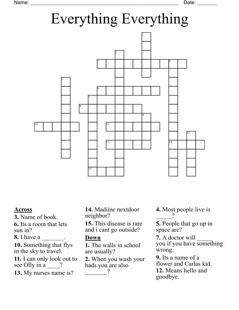 Everything Everything Crossword