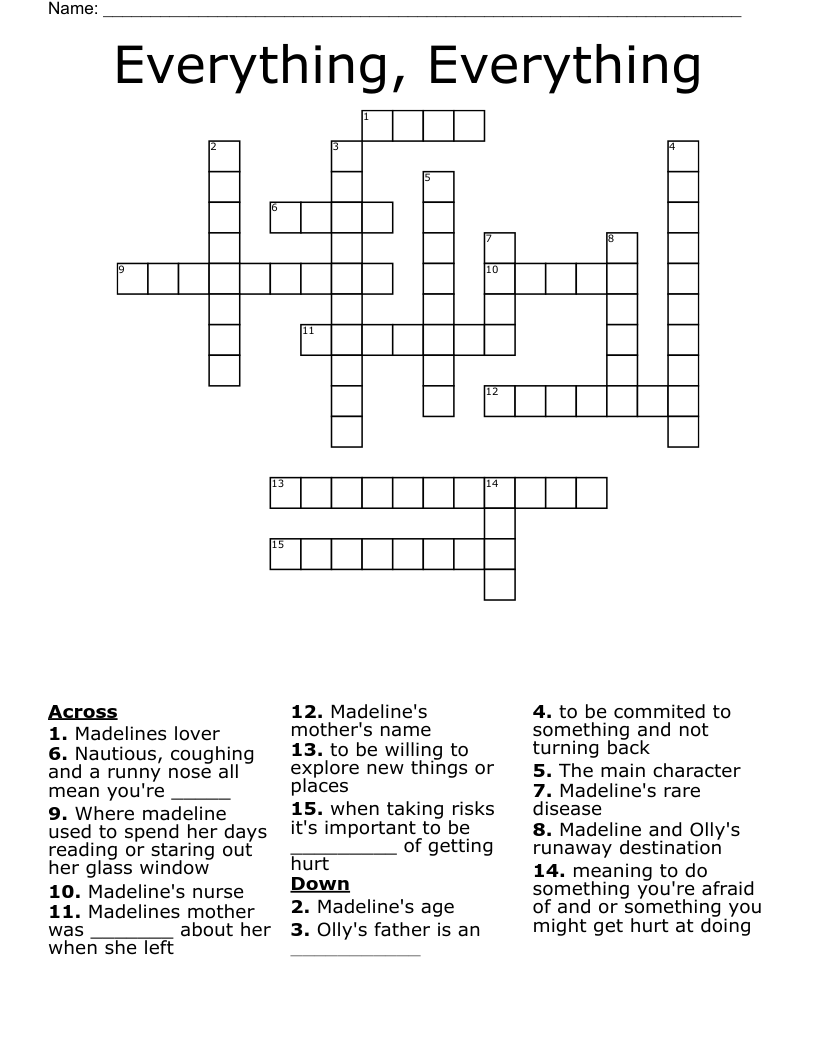 Everything, Everything Crossword