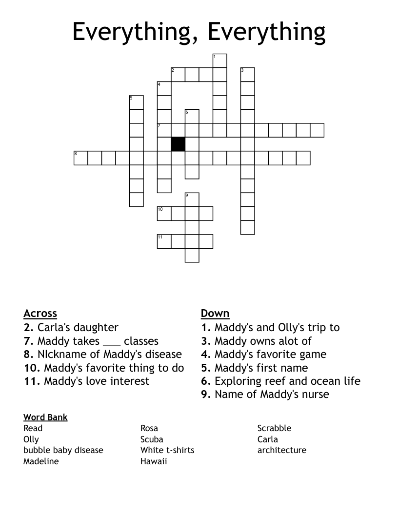Everything, Everything Crossword