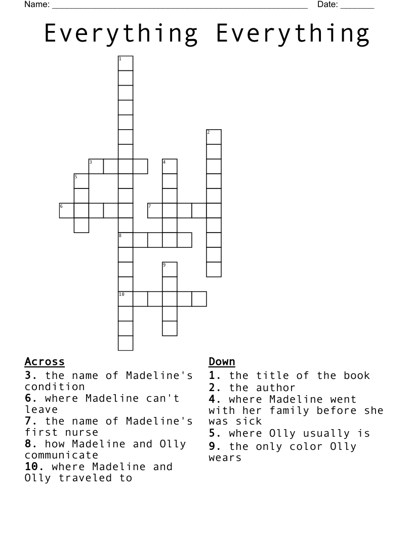 Everything Everything Crossword