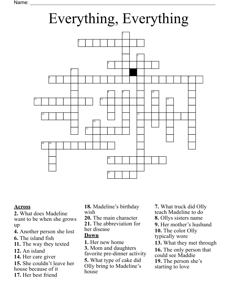 Everything, Everything Crossword
