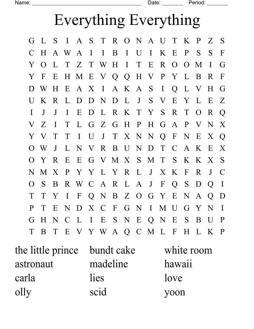 Everything Everything Word Search