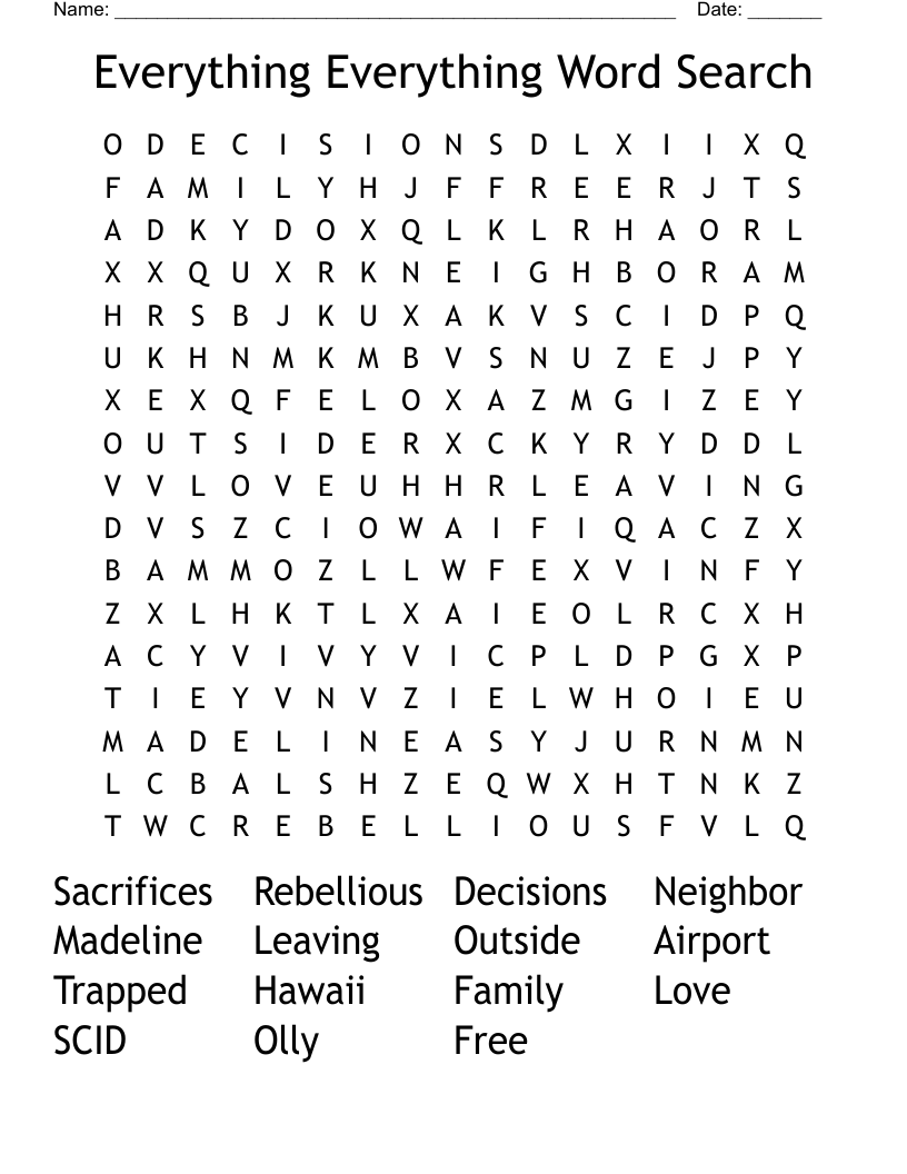 Everything Everything Word Search