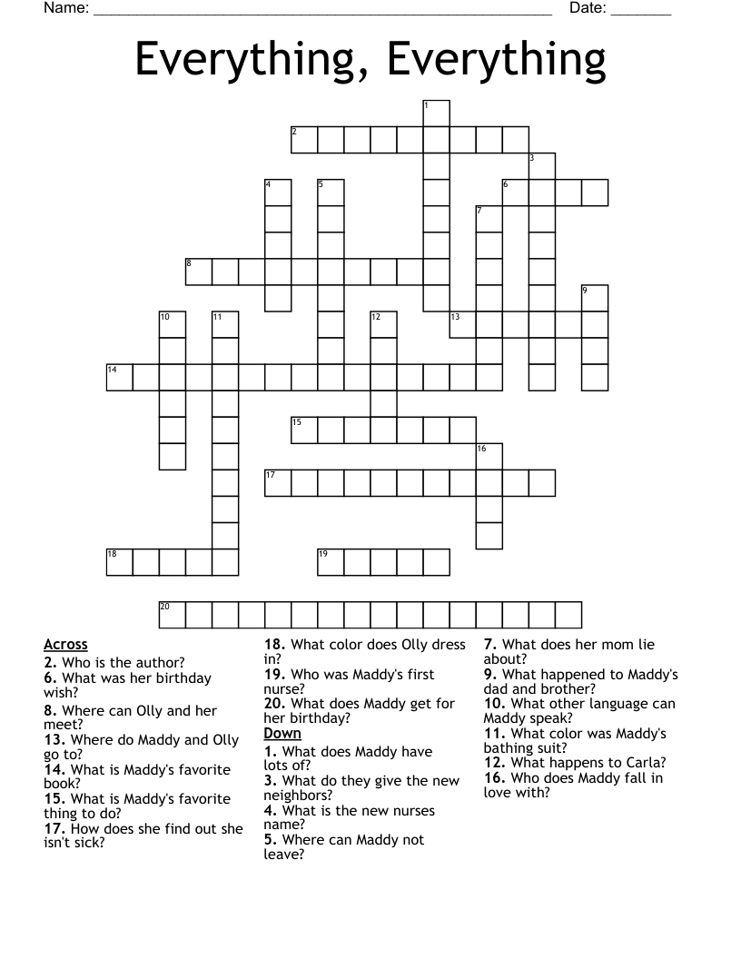 Everything, Everything  Crossword