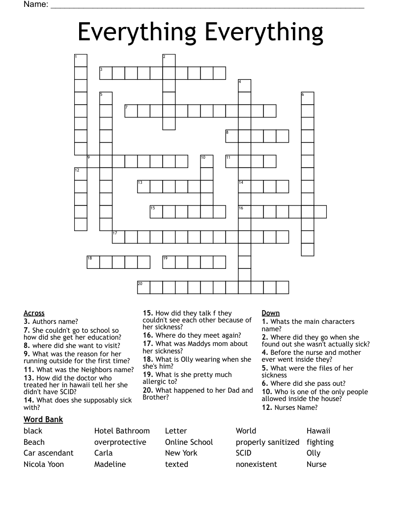Everything Everything  Crossword