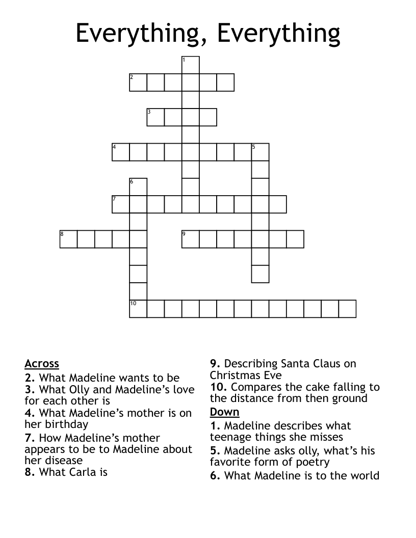 Everything, Everything  Crossword