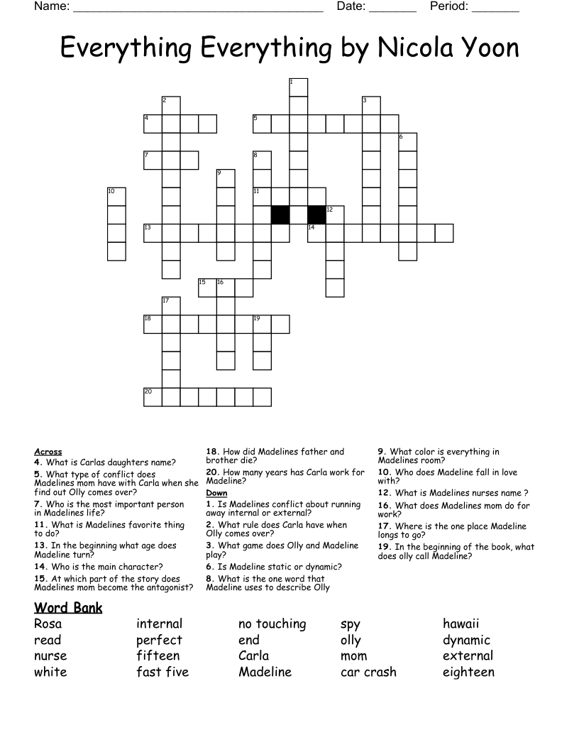 Everything Everything by Nicola Yoon Crossword