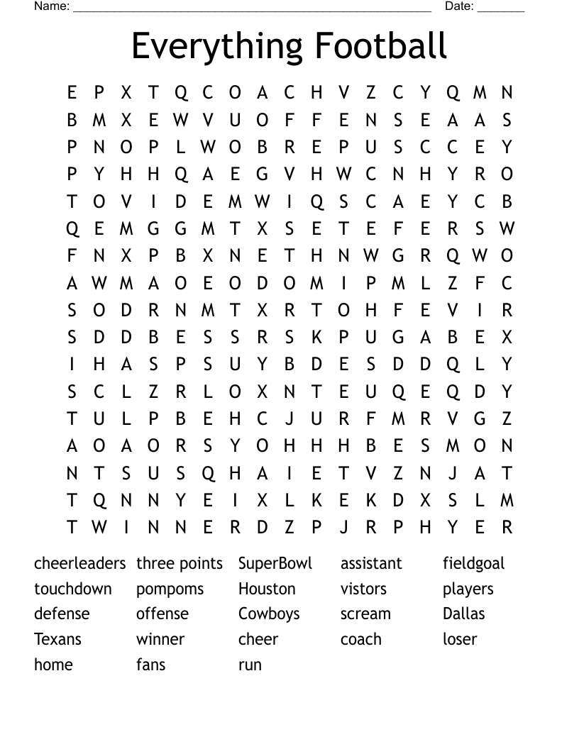 Everything Football Word Search