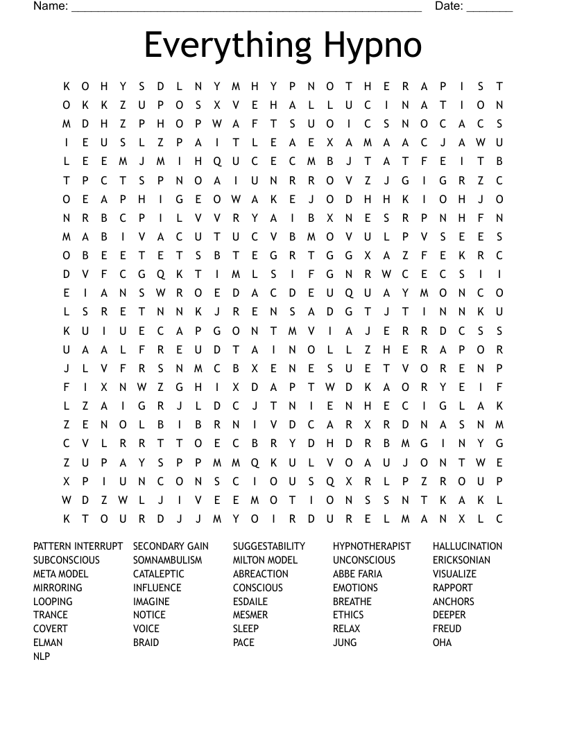 Everything Hypno Word Search