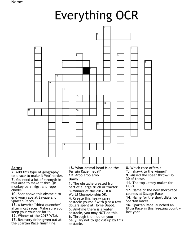 Everything OCR Crossword