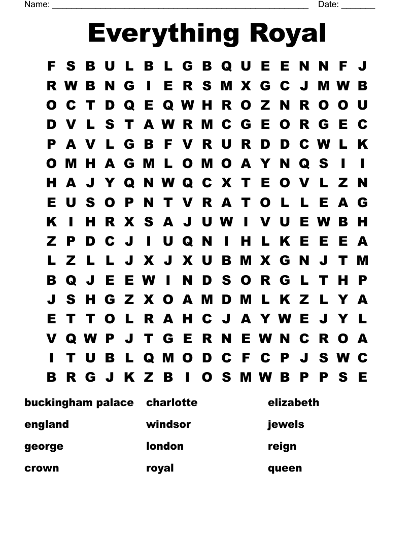 Everything Royal Word Search