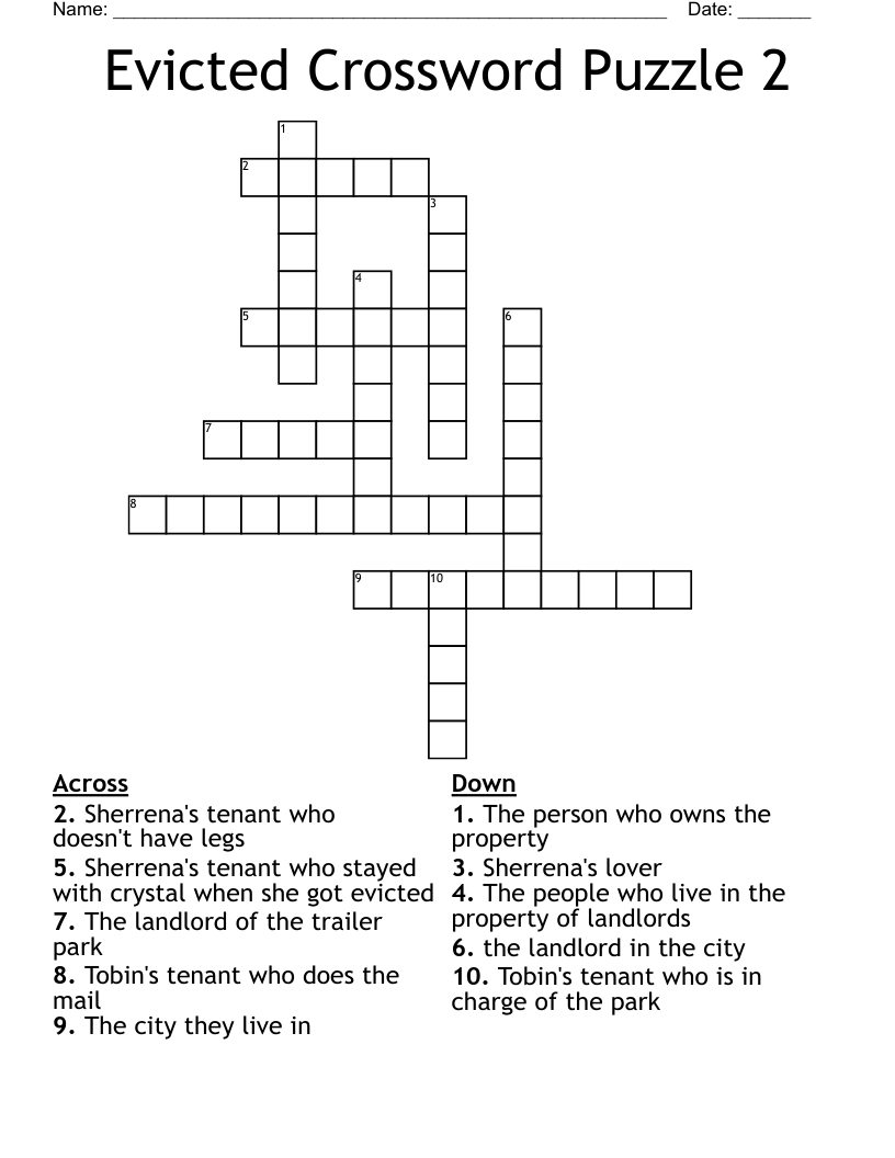 Evicted Crossword Puzzle 2