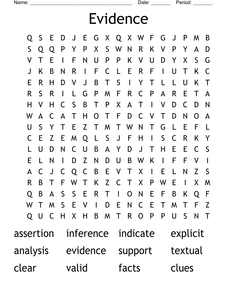 Evidence Word Search