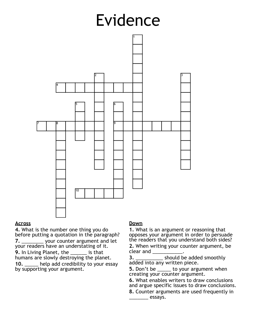 Evidence Crossword