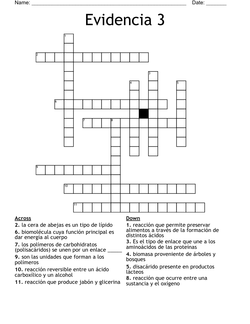 Evidencia 3 Crossword