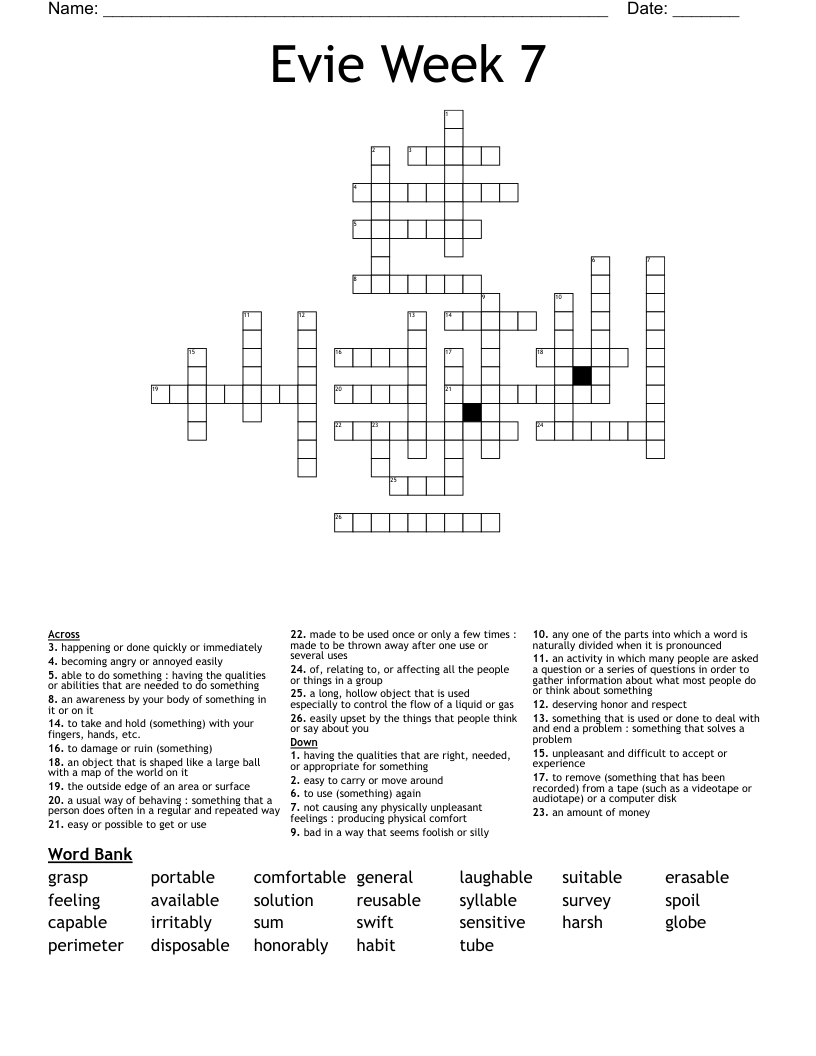 Evie Week 7 Crossword