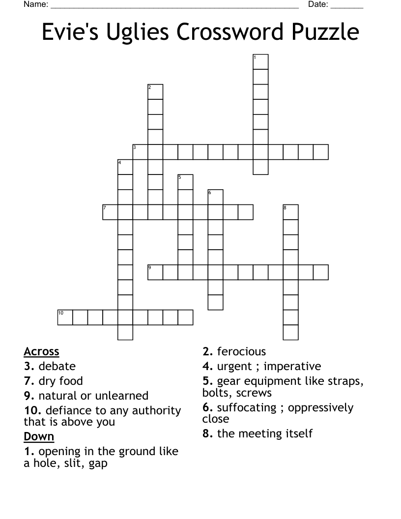 Evie's Uglies Crossword Puzzle