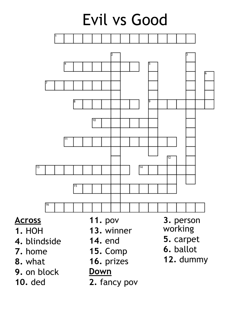 Evil vs Good Crossword
