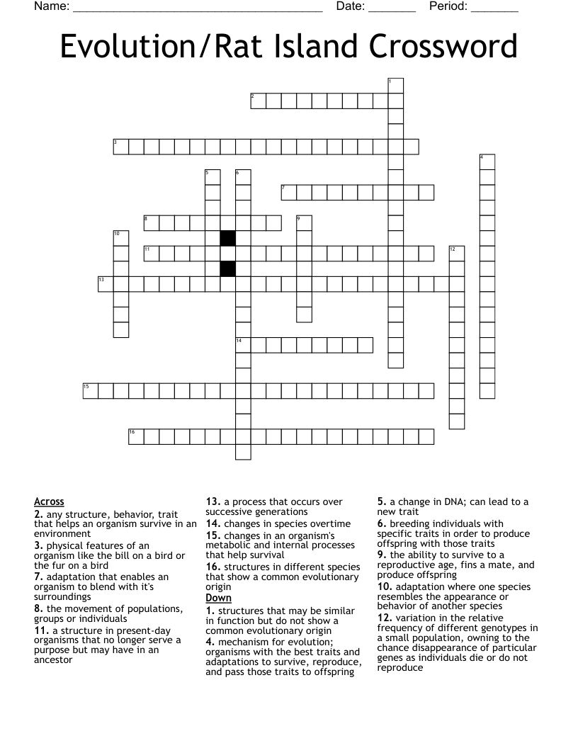 Evolution/Rat Island Crossword