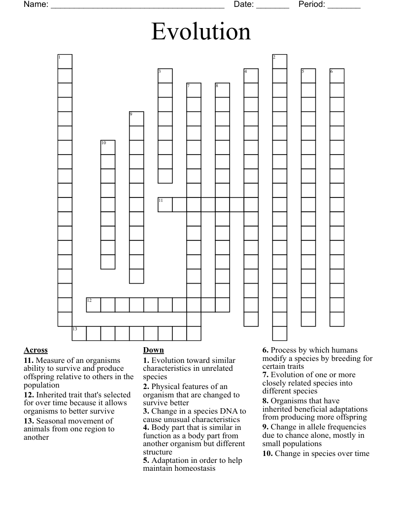 Evolution Crossword