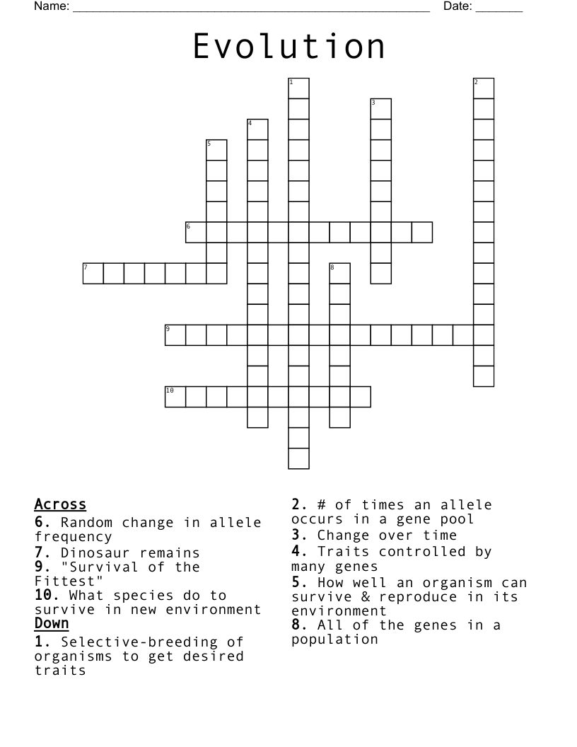 Evolution Crossword