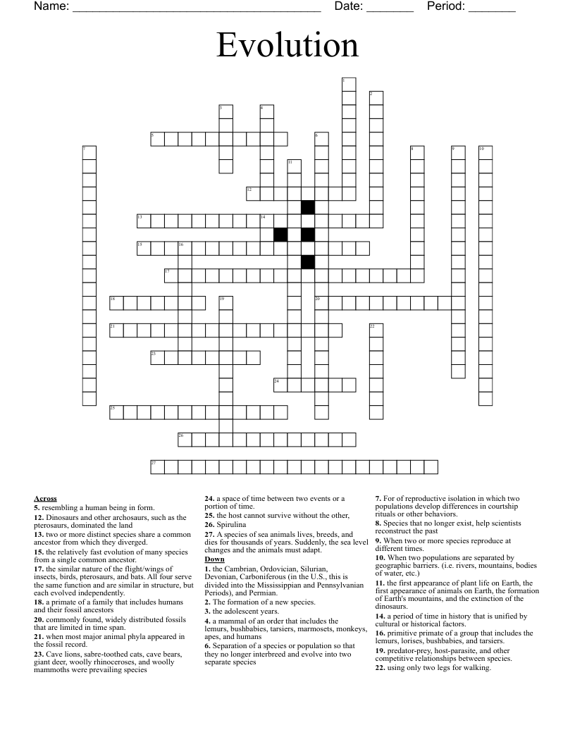 Evolution Crossword