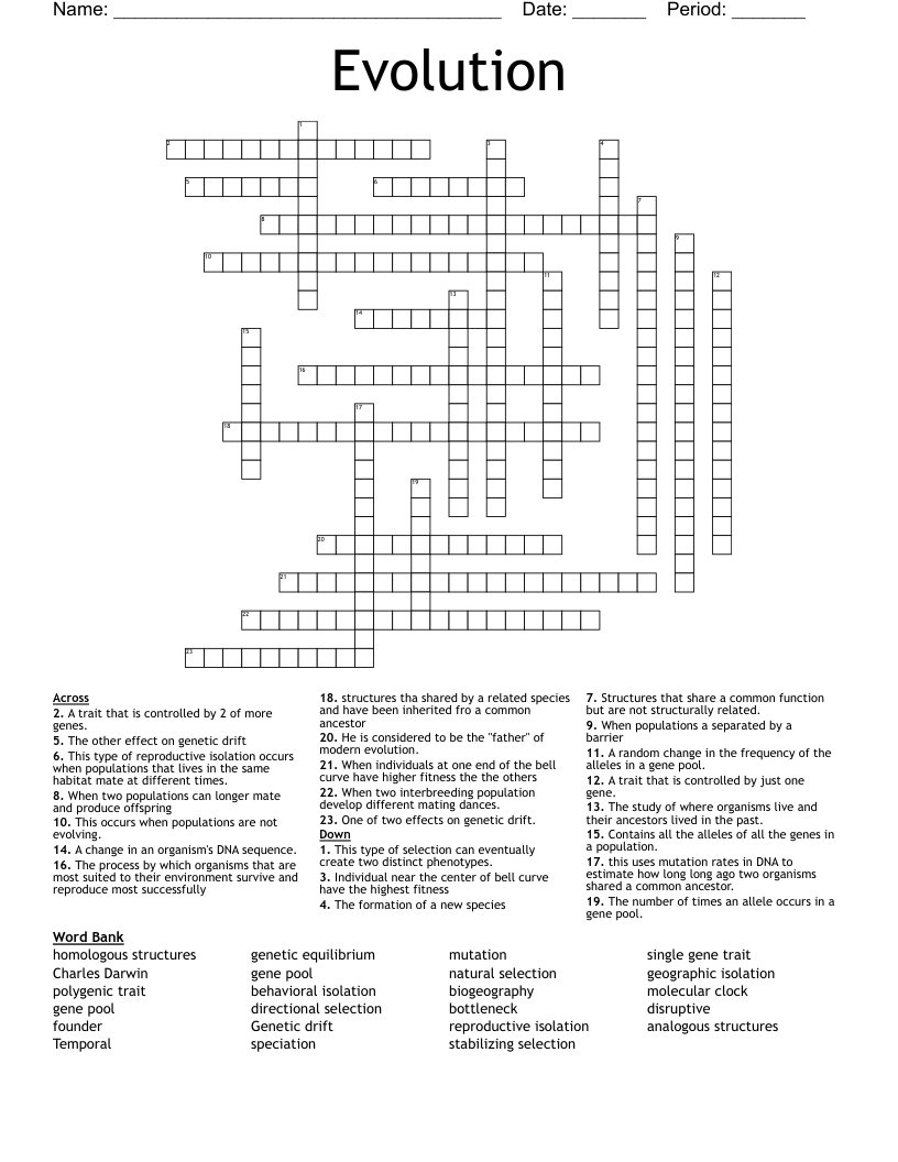 Evolution Crossword