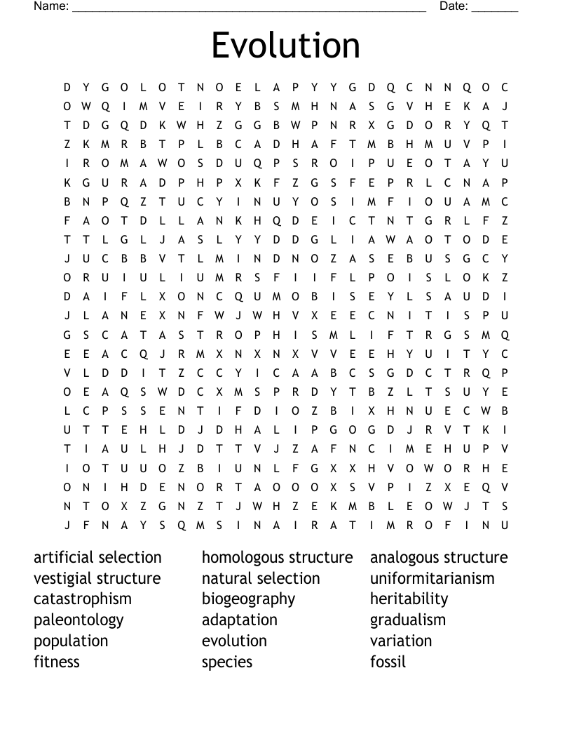 Evolution Word Search