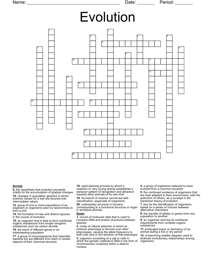 Evolution Crossword