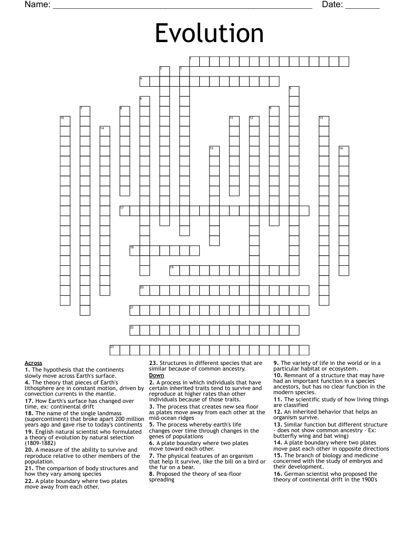 Evolution Crossword
