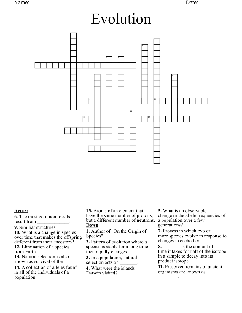 Evolution Crossword