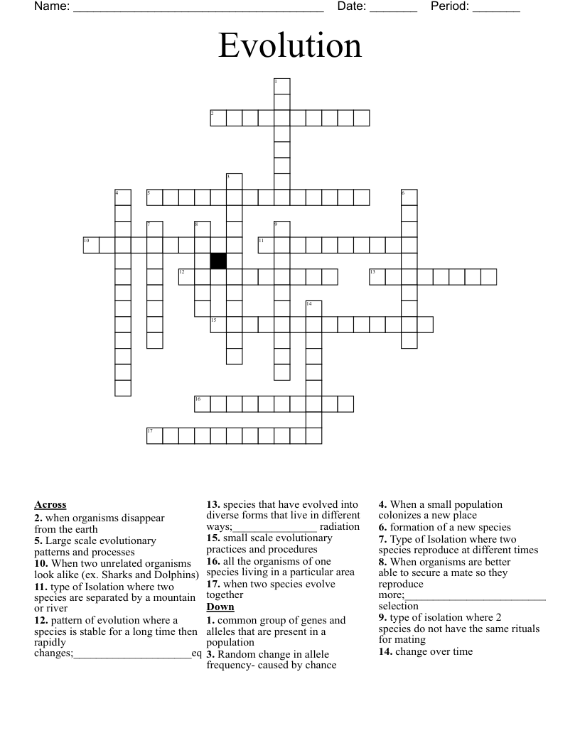 Evolution Crossword