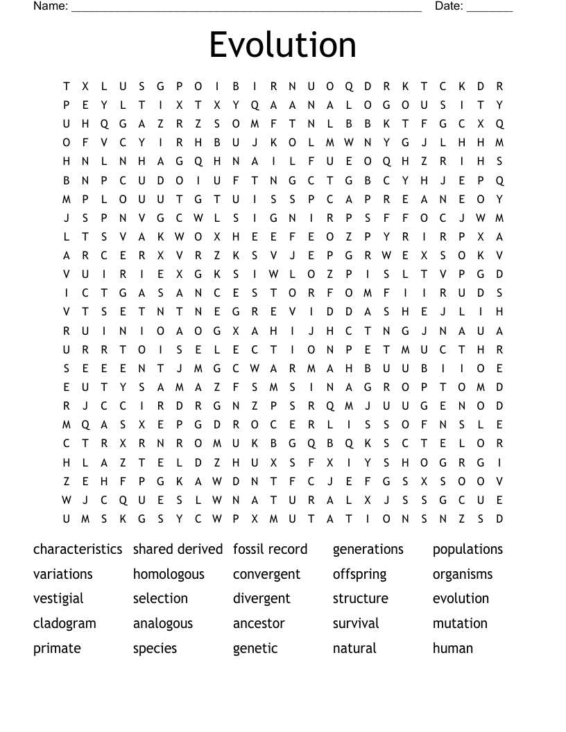 Evolution Word Search