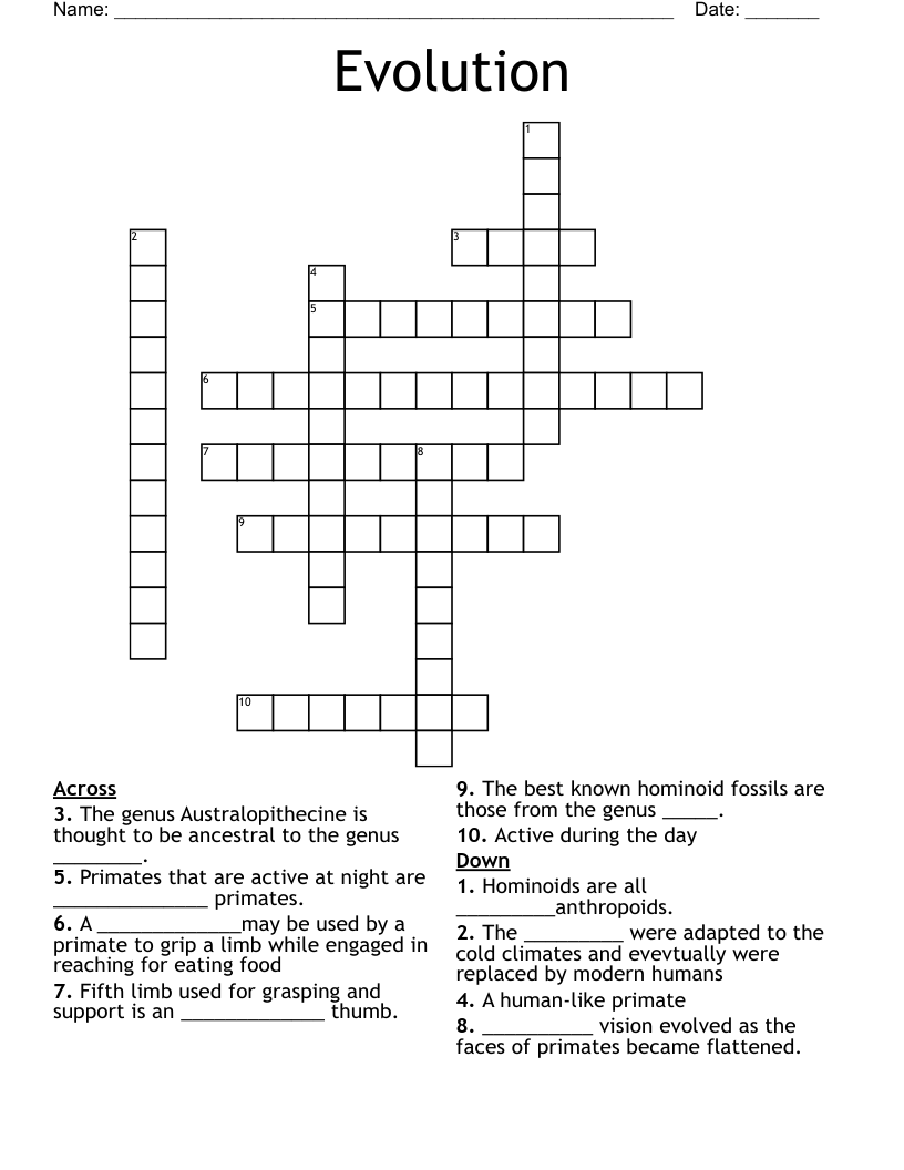 Evolution Crossword