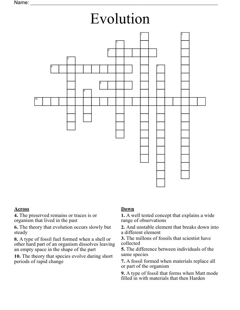 Evolution Crossword