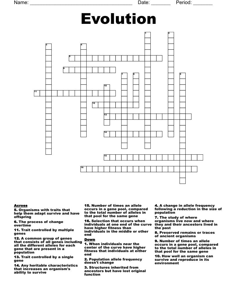 Evolution Crossword