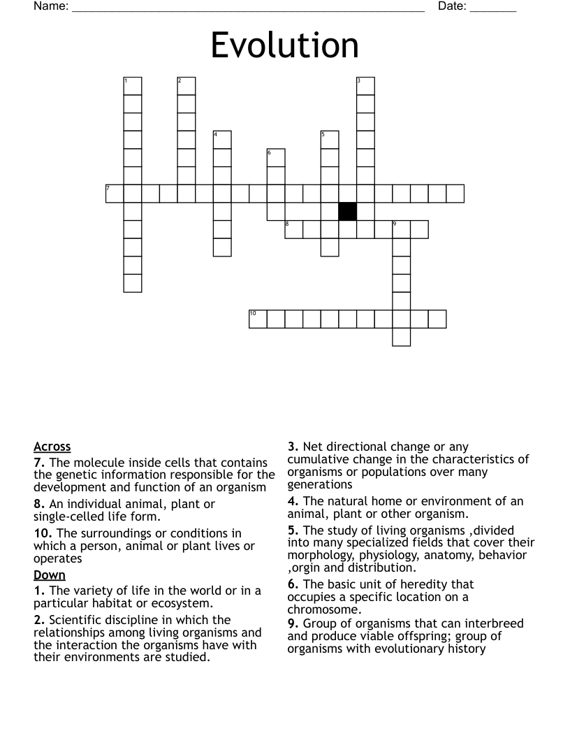 Evolution Crossword