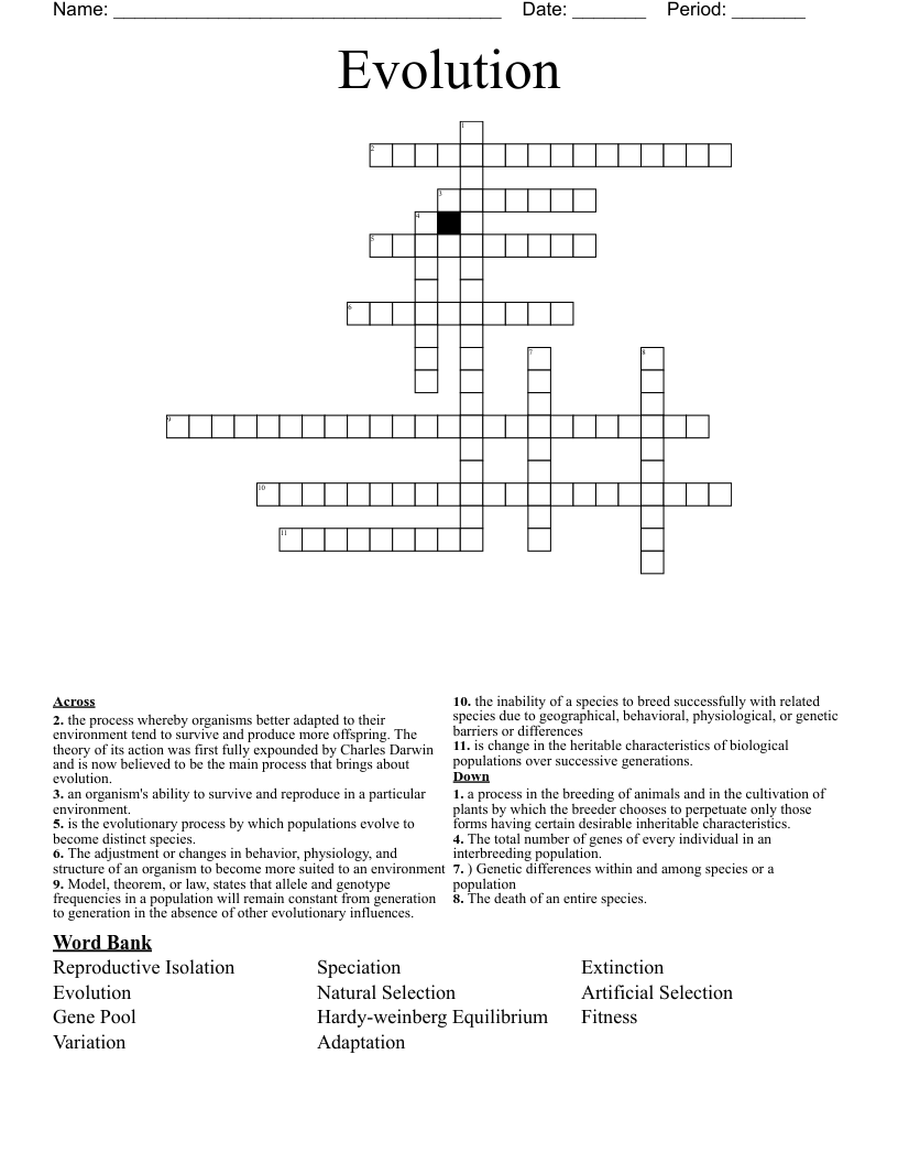 Evolution Crossword