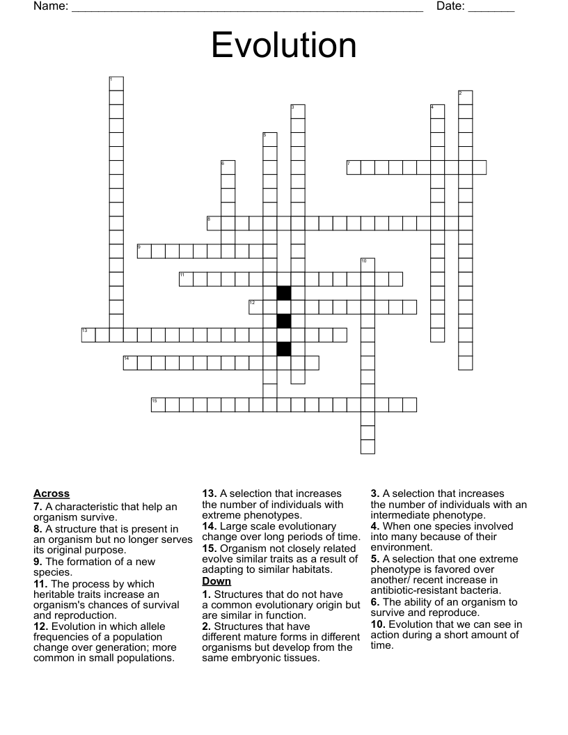 Evolution Crossword