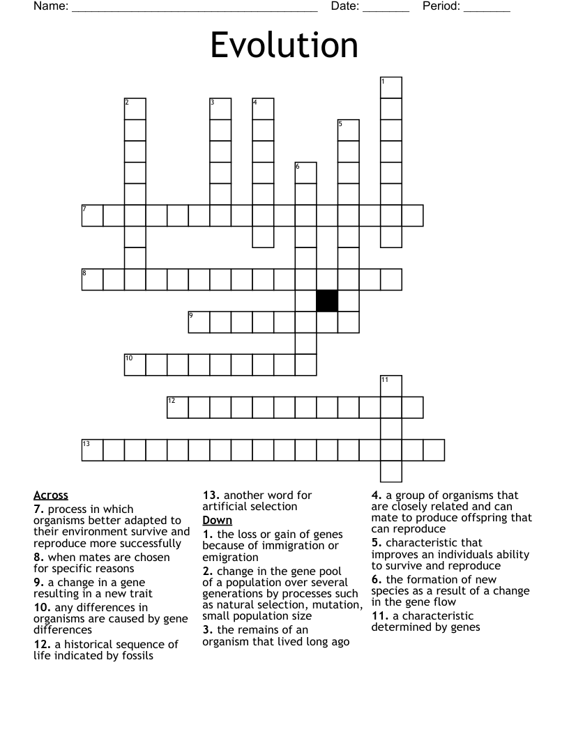 Evolution Crossword