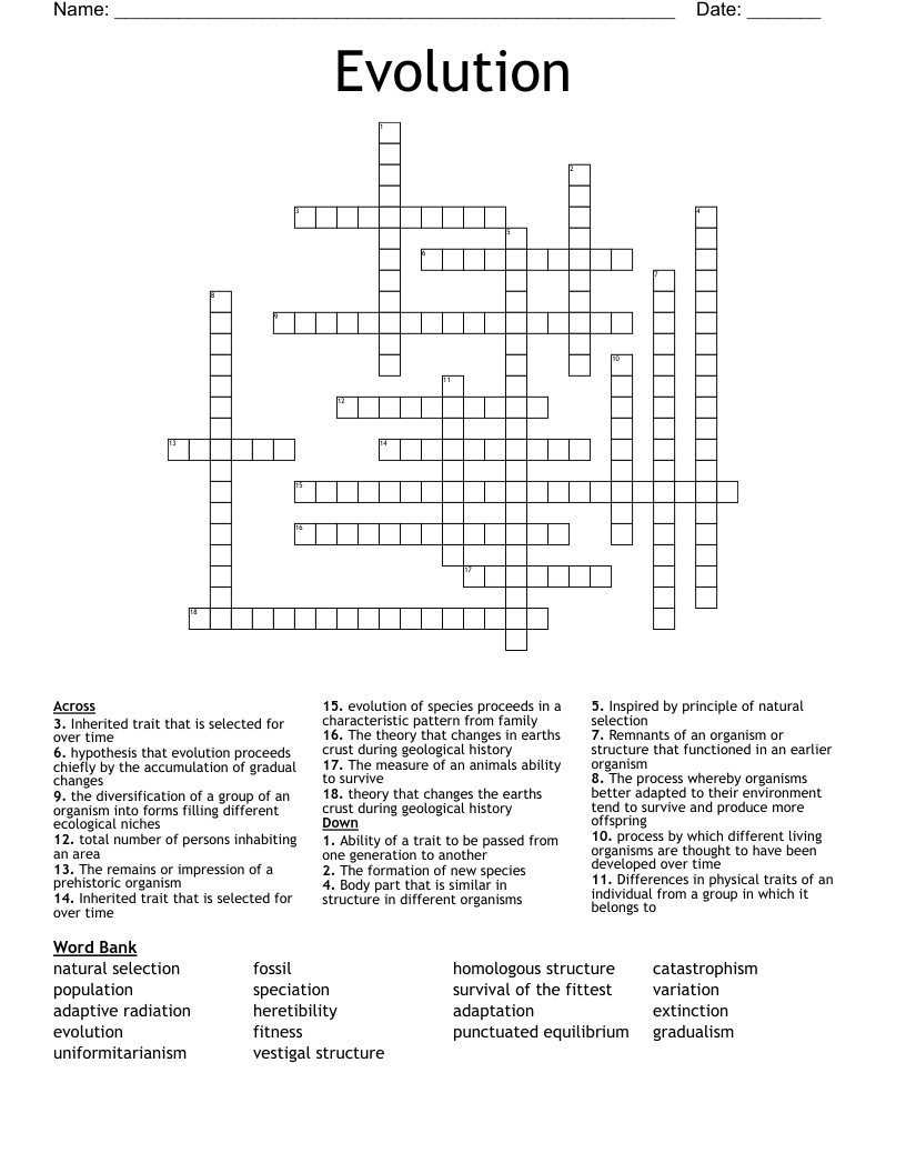 Evolution Crossword