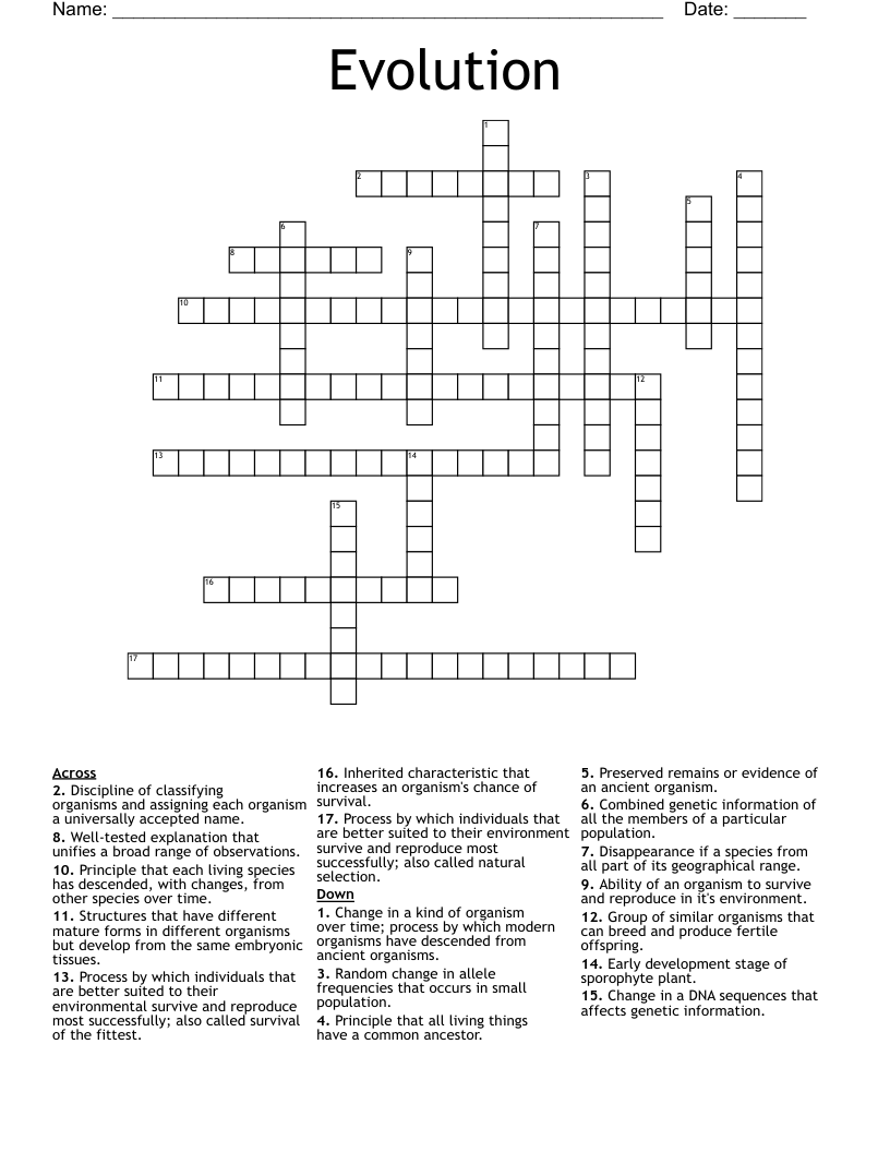 Evolution Crossword