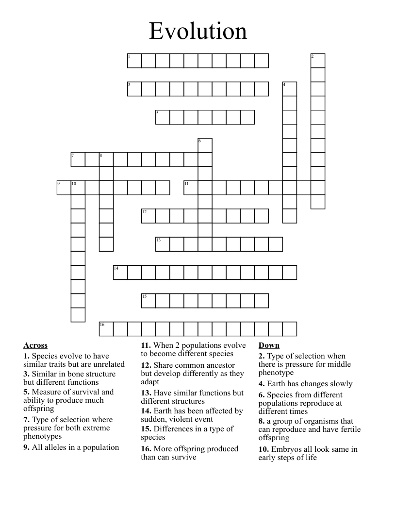 Evolution Crossword