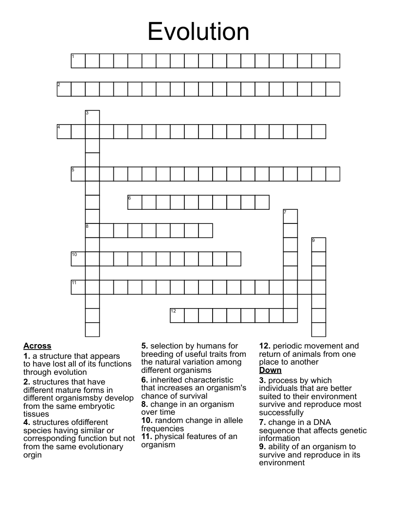 Evolution Crossword