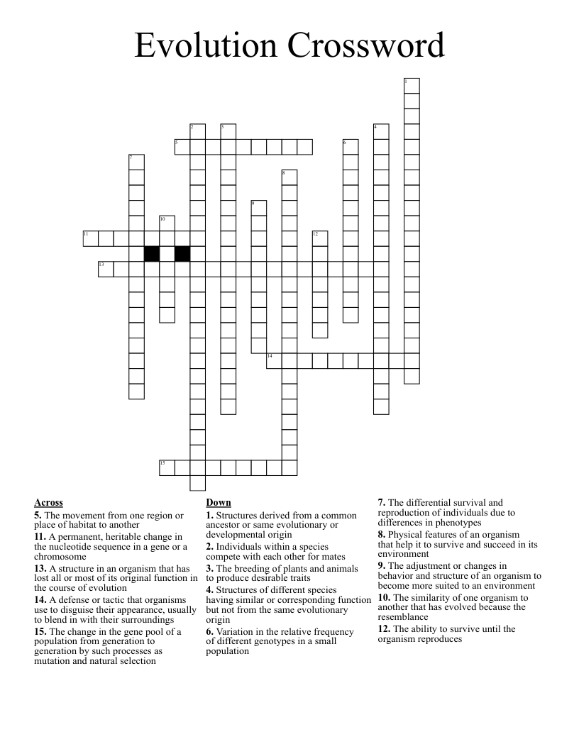 Evolution Crossword