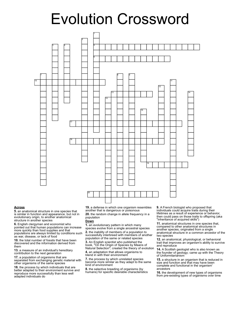 Evolution Crossword