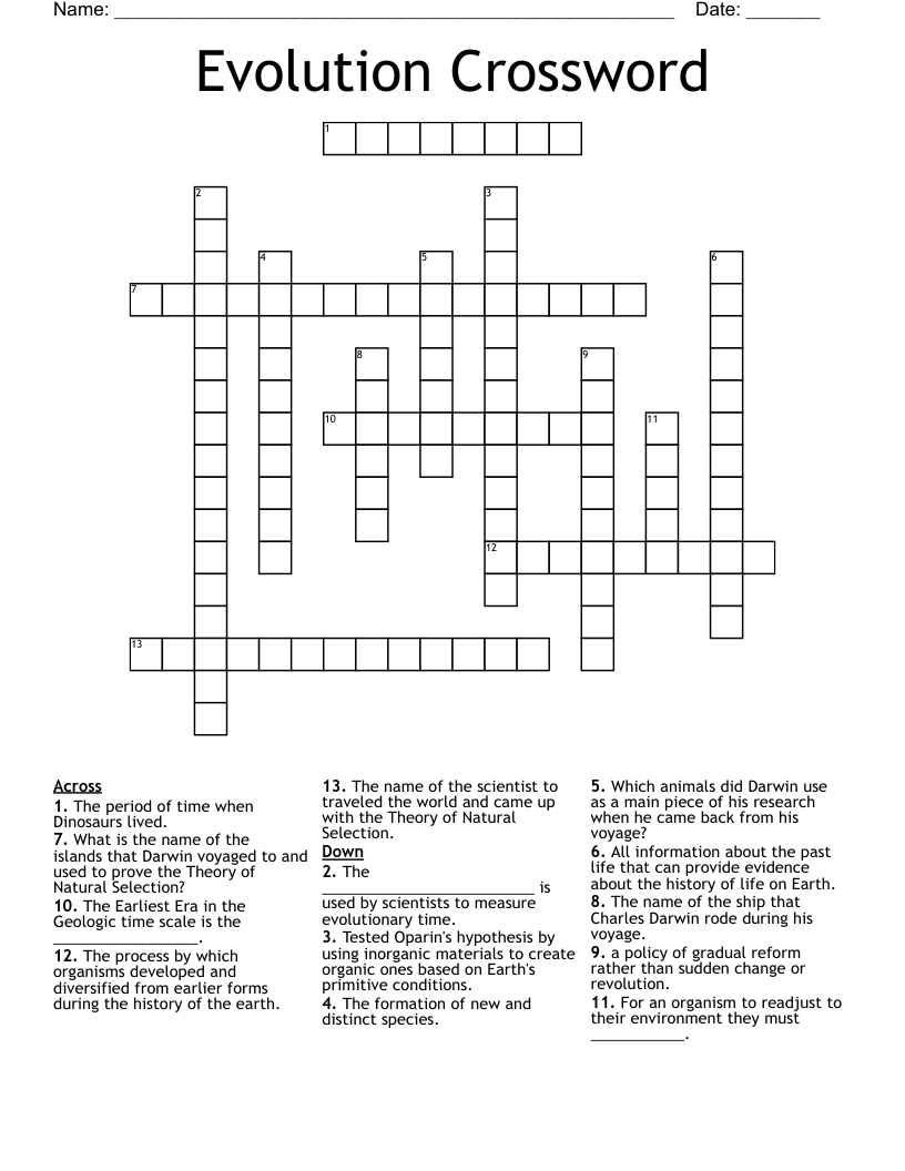 Evolution Crossword