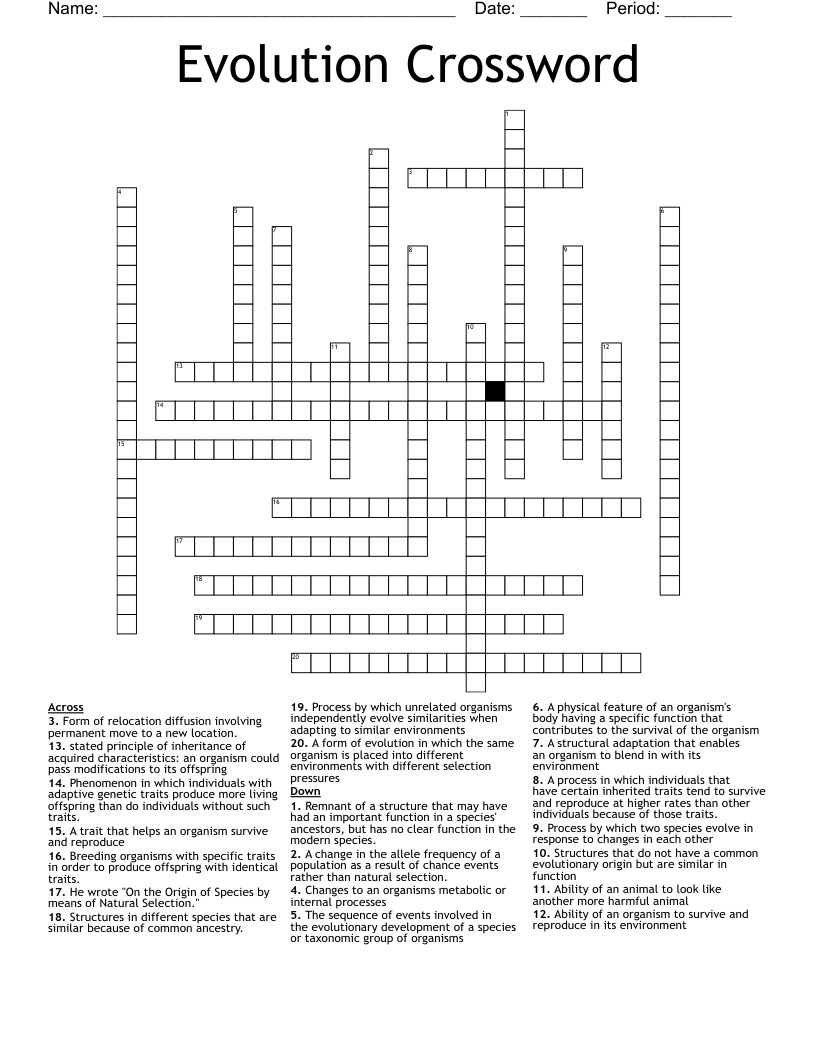 Evolution Crossword